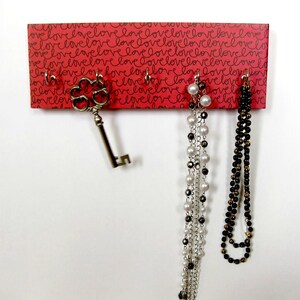 Love Key Rack Love Jewelry Holder Valentines Day Red and Black ...