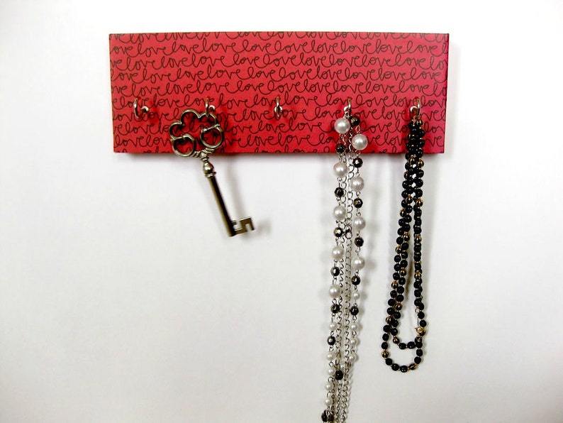 Love Key Rack Love Jewelry Holder Valentines Day Red and Black - Etsy