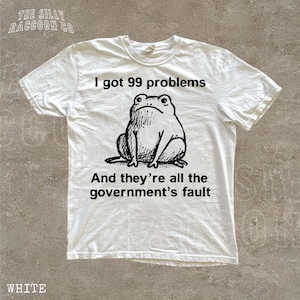 Rolig anti-regeringströja Jag har 99 problem Grumpy Frog Meme Tee för män och kvinnor