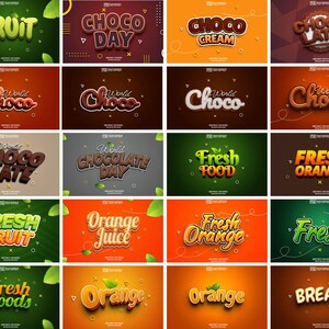 Fresh Food Text Effect PSD Bundle, 3D Organic Fruit Typography Templates
