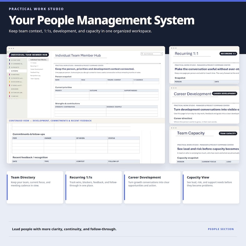Onenote Design Team Onenote Template for Managers | Project Management System | Leadership ...