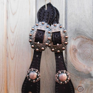 Handmade Custom Spur Straps with Copper Buckles