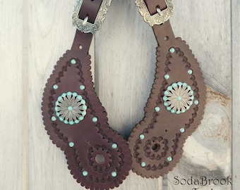 NEW Light Turquoise Southwest Spur Straps-handmade