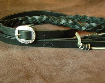 Custom Leather Hand Braided Adjustable Rein- Handmade