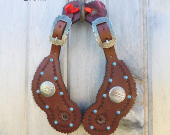 Turquoise Scalloped Spur Straps-handmade