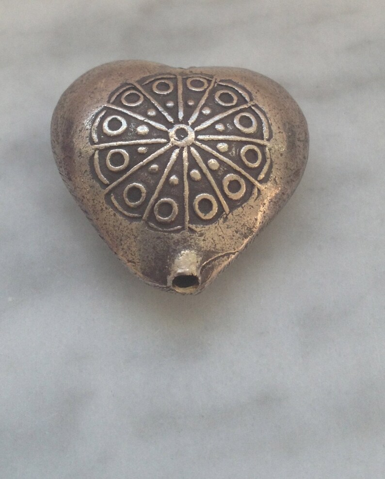 HT-118 Thai Hill Tribe Fine Silver Heart Bead or Pendant