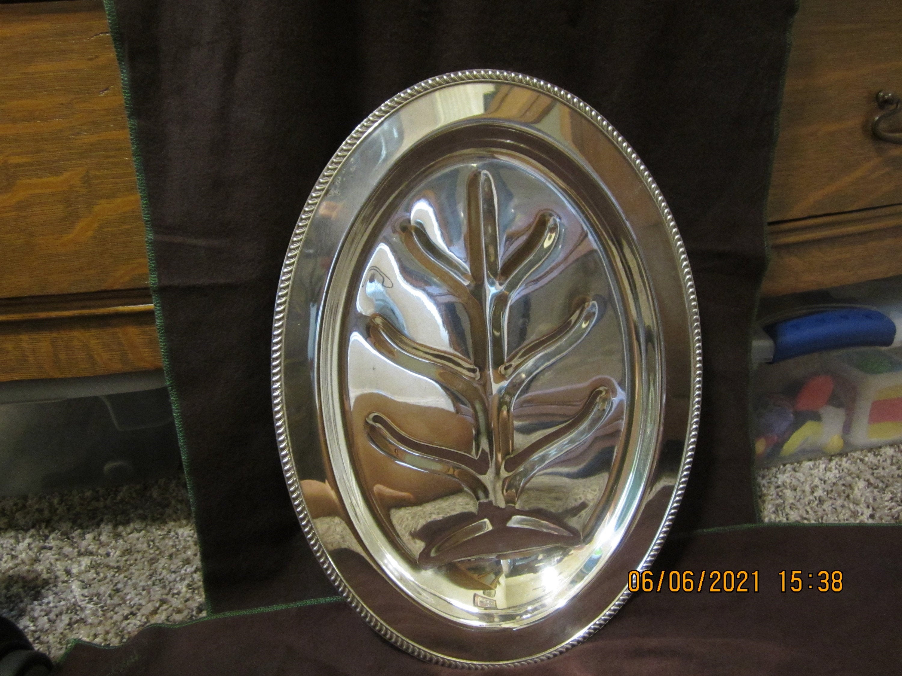 Vintage Silverplate Footed Meat Carving Tray Platter Tree w Etsy