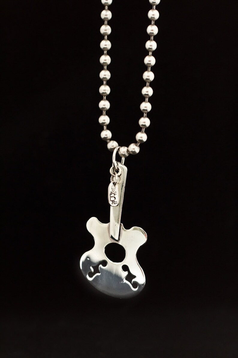 Sterling Silver Guitar Pendant. Borracho Guitar. Etsy