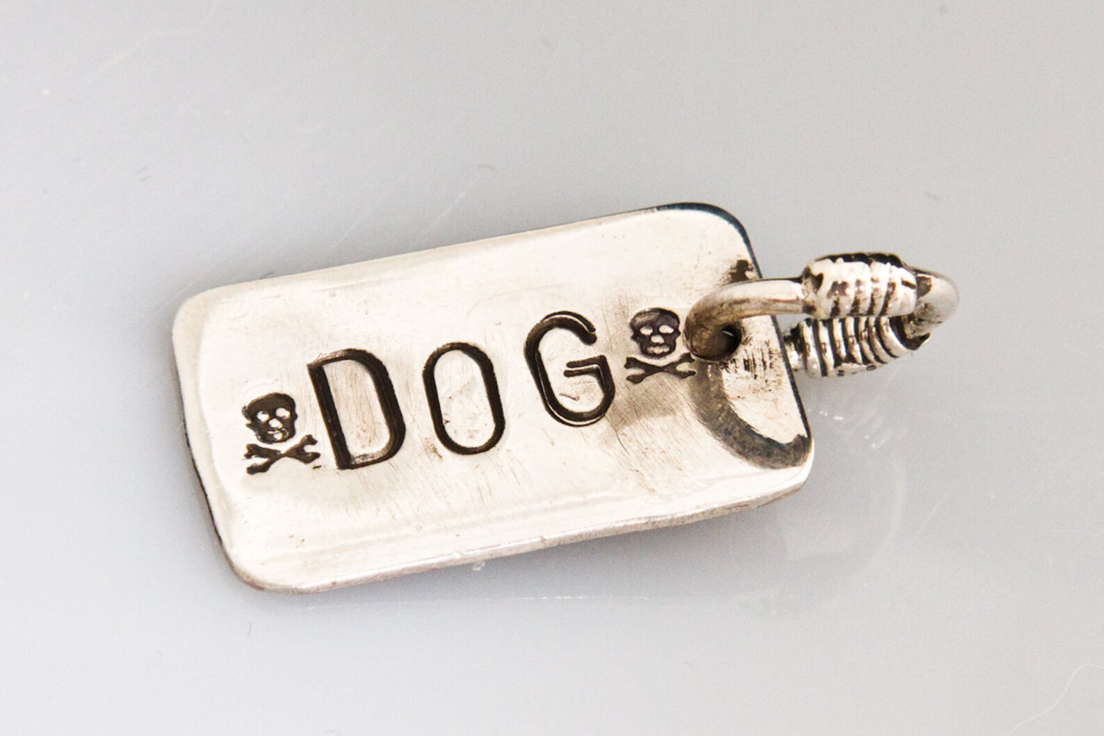 Silver Dog Tag. Sterling silver pendant. Rock n roll necklace. Etsy