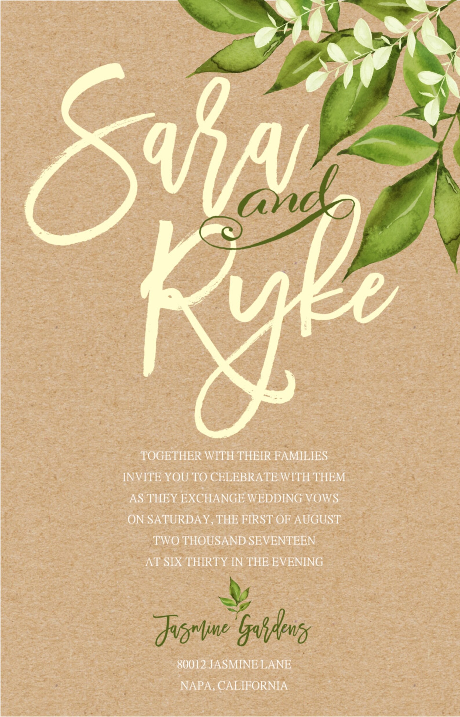 Garden Wedding Invitation Rustic Wedding Invitation Greenery Etsy