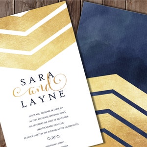 Navy Wedding Invitations, Watercolor Wedding Invitations, Navy Invitations, Navy and Gold Wedding Invitation, Navy, Wedding Invitation