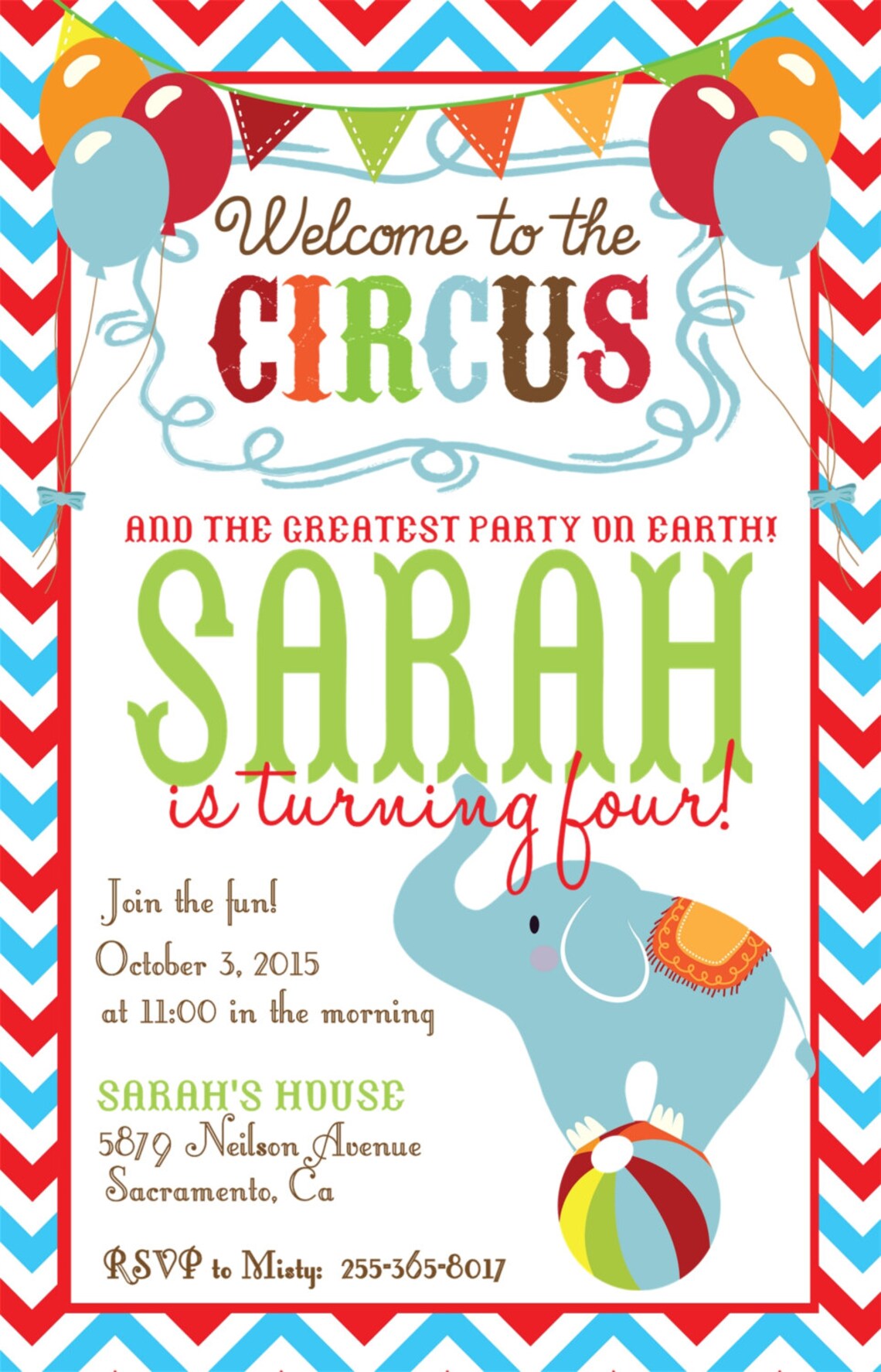 Circus Birthday Invitation Birthday Invitations Circus Etsy