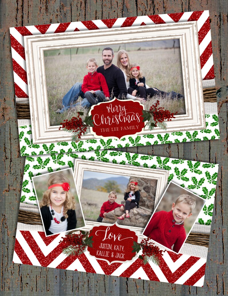 Glitter Christmas Cards Photo Christmas Cards Red Glitter Etsy