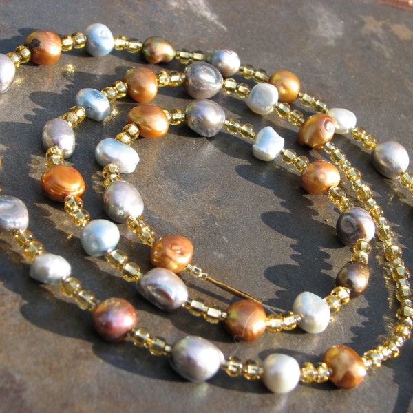 Freshwater Pearl Beaded Eyeglass Necklace Eyeglass Lanyard - Eyeglass Chain - Eye glasses Holder - ID Necklace Nurse Teacher Student Silver