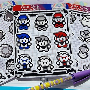 Hoja de pegatinas de sprites retro de Pokémon
