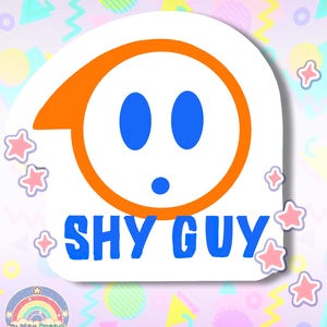 Mario Kart World Game Sticker Shy Guy auf weißem Hintergrund