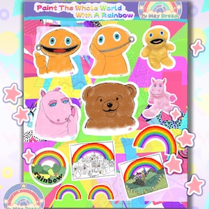 My Icon Art & Clothing Rainbow Zippy Bungle George Logo Kids TV Show Felpa con Cappuccio degli Adulti Nero S/Petto 91/97 cm