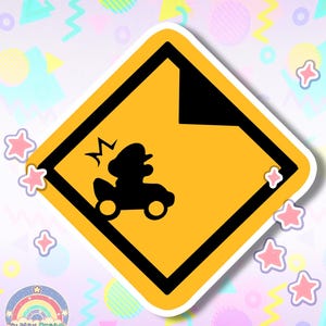 Autocollant de jeu Mario Kart World, danger d'avertissement