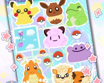 PokeDoll Plush Sticker Sheet – Pokopia Gaming Stickers | Kawaii Planner & Journal Stickers