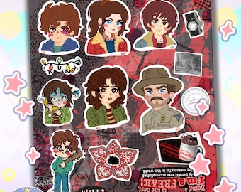 Adesivos Stranger Season One para Adolescentes e Adultos | Personagens Chibi | Adesivos Kawaii para Agenda e Diário