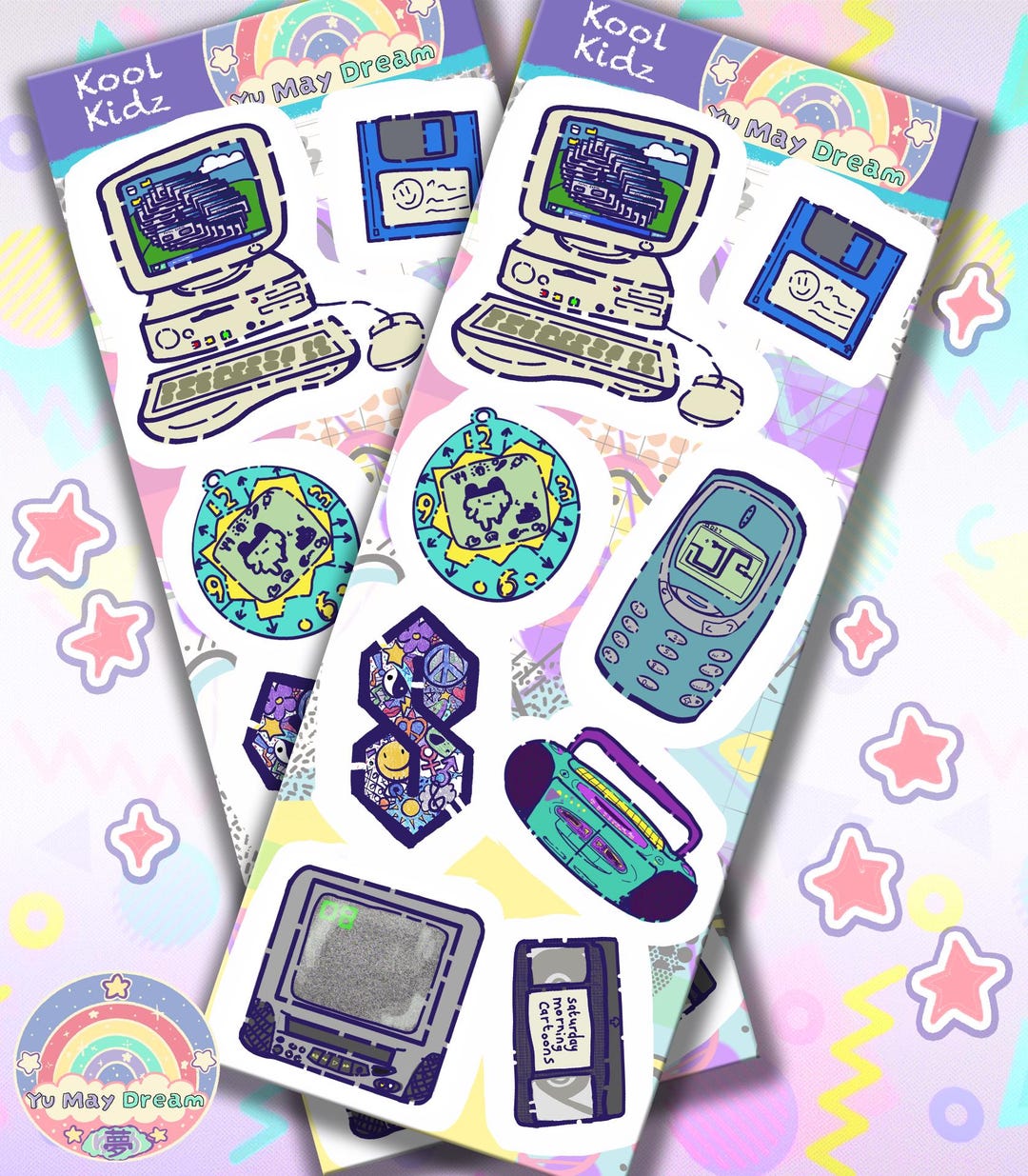 Retro 90s Nostalgia Slim Sticker Sheet | 90s Icons | Kawaii Planner ...