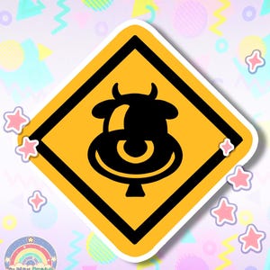 Mario Kart World Spiel Aufkleber Warnung Kühe Moimoo