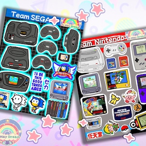 Console Wars Sticker Sheet | 90s Gaming System Stickers | Kawaii Planner & Journal Stickers