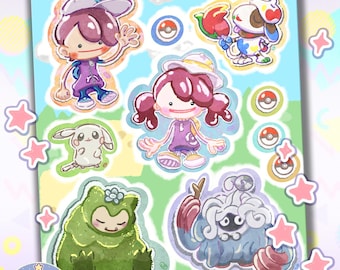 Pokopia Sticker Sheet – Pokequest Horizons Gaming Stickers | Kawaii Planner & Journal Stickers