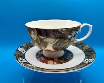 Art Nouveau Porcelain Teacup and Saucer Set – Stanisław Wyspiański "Macierzyństwo 1905" (Motherhood) Fine Polish China