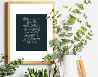 Glück lässt los, was Sie denken, dass das Leben aussehen soll - Zitat Kunstdruck, digitaler Download druckbare