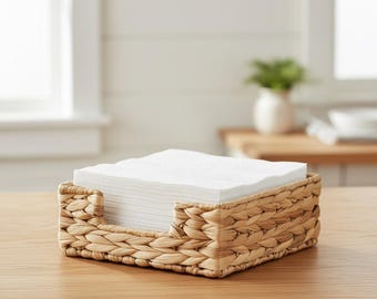 Panier de rangement en jacinthe d'eau tressée à la main, organisateur naturel tressé, décoration rustique pour la maison de campagne