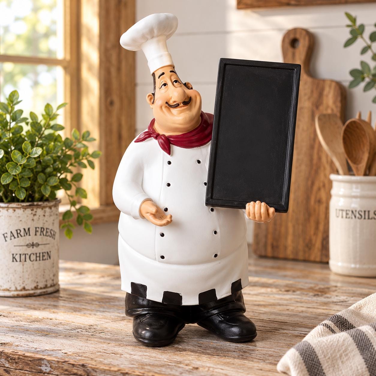 Chef Figurine With Chalkboard - Etsy