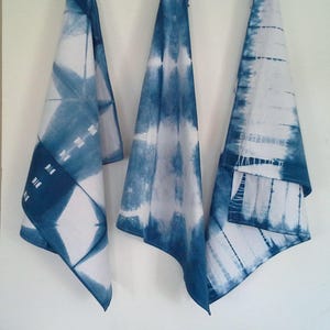 Shibori Set of 2 Indigo Dyed Cotton Tea-Towels