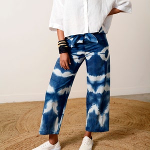 Shibori KAN&#39;I PANTS &#39;Tribal&#39; Indigo Dyed