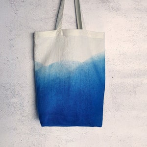 Dip-Dyed Indigo Linen Tote Bag image 1
