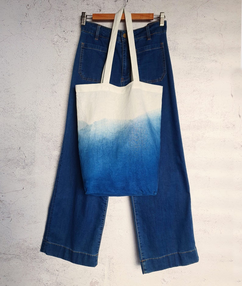 Dip-Dyed Indigo Linen Tote Bag image 6