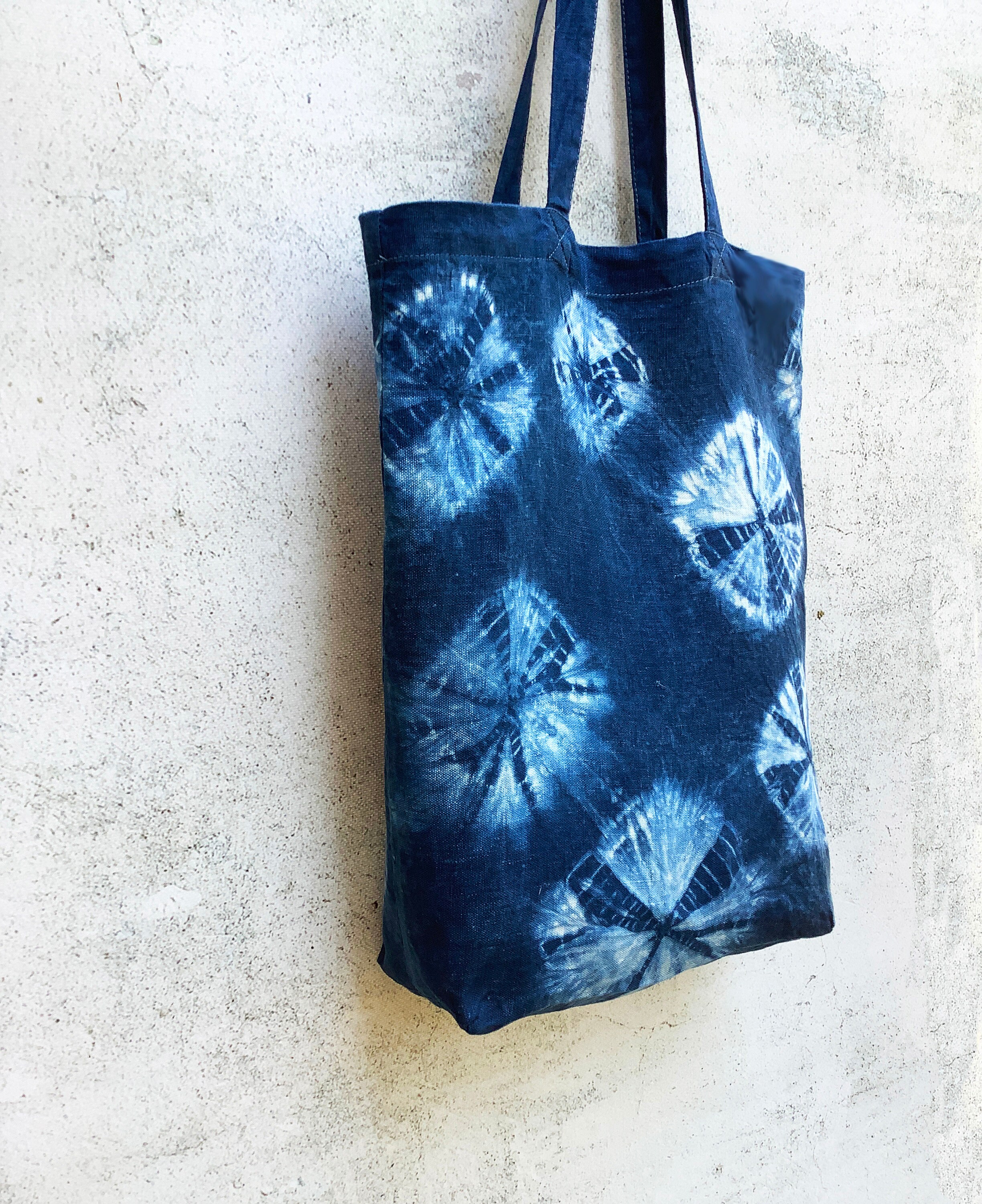 Kumo Shibori Indigo Lino Shibori Tote Bag Etsy España