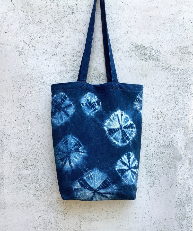 Kumo Shibori Indigo Linen Shibori Tote Bag image 1