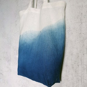 Dip-Dyed Indigo Linen Tote Bag image 3