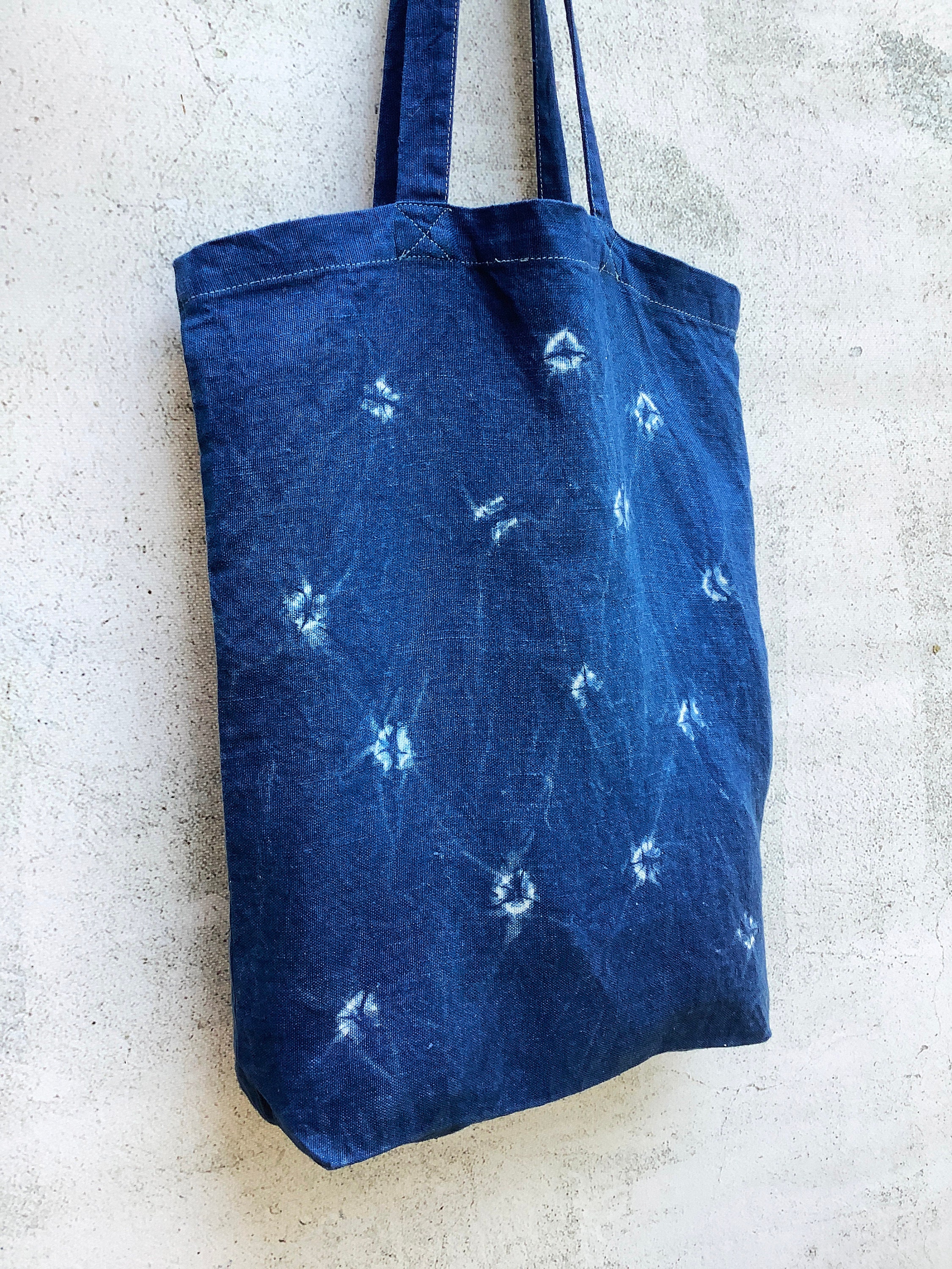 Konoko Shibori Indigo Linen Shibori Tote Bag - Etsy