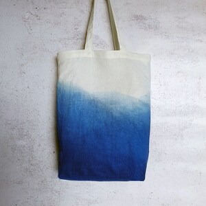 Dip-Dyed Indigo Linen Tote Bag image 2