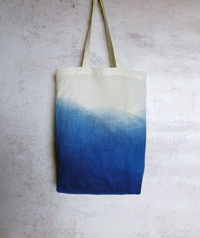 Dip-Dyed Indigo Linen Tote Bag image 2