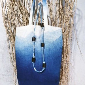 Dip-Dyed Indigo Linen Tote Bag image 7
