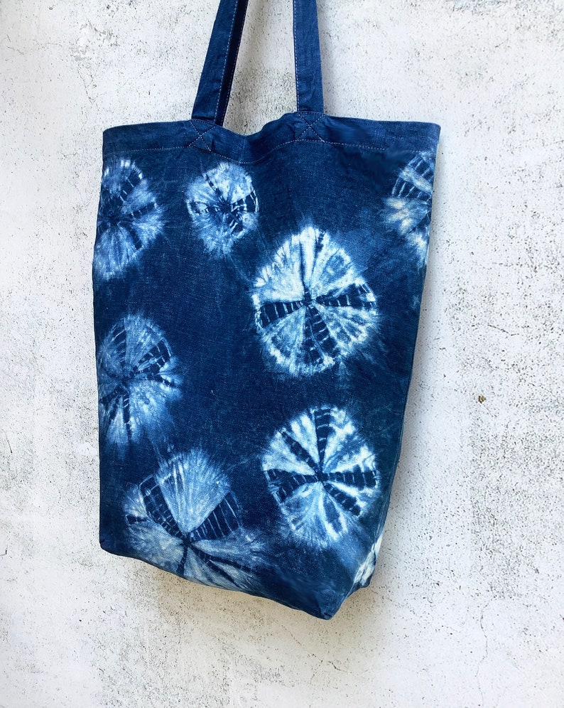 Kumo Shibori Indigo Linen Shibori Tote Bag image 4