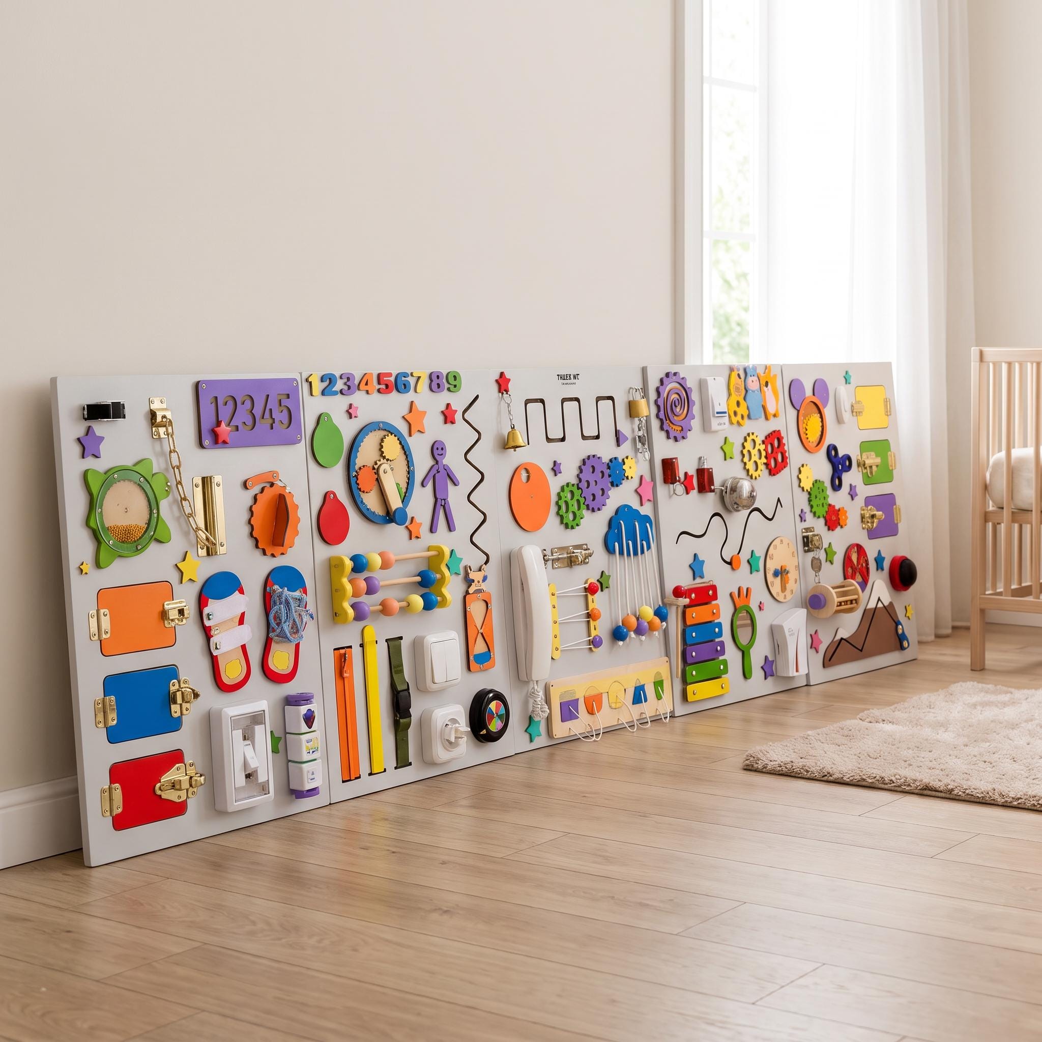 Montessori Busy Board Set, Large 50x75cm 18in1 Toddler Wall Activity Board, Wooden Sensory Toy for Fine Motor Learning, Baby Activity Wall
