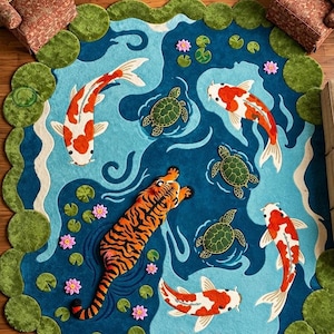 Koi Fish Rug Tufted - Etsy