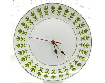 OOAK Mikasa Pirouette Pattern Dinner Plate Wall Clock 12" Dia • Quiet Sweep Secondhand Movement Ready to Hang • Battery Included
