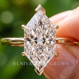 Minimalist Engagement Ring, Dutch Marquise Lab Grown Diamond Ring, Unique 14K Solid Gold Bridal Jewelry, Engagement Gift for Her