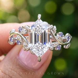 Twig Engagement Ring, Dutch Marquise Lab Grown Diamond Ring, Leaf Vine Ring, Nature Inspired Unique 14K Gold Gift for Her