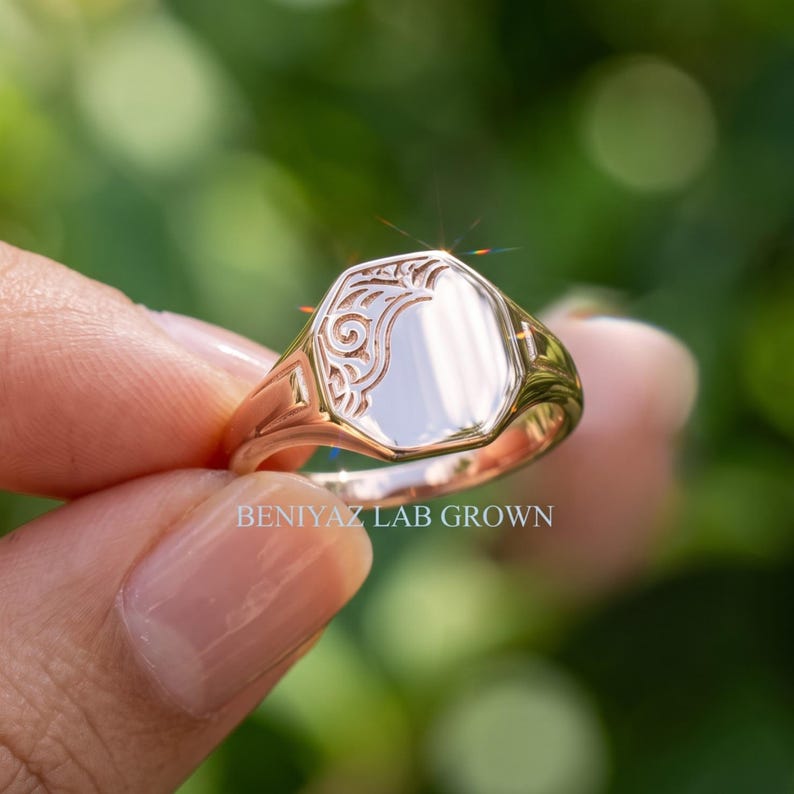 Custom Signet Ring, Engraved Oval Monogram Ring for Women